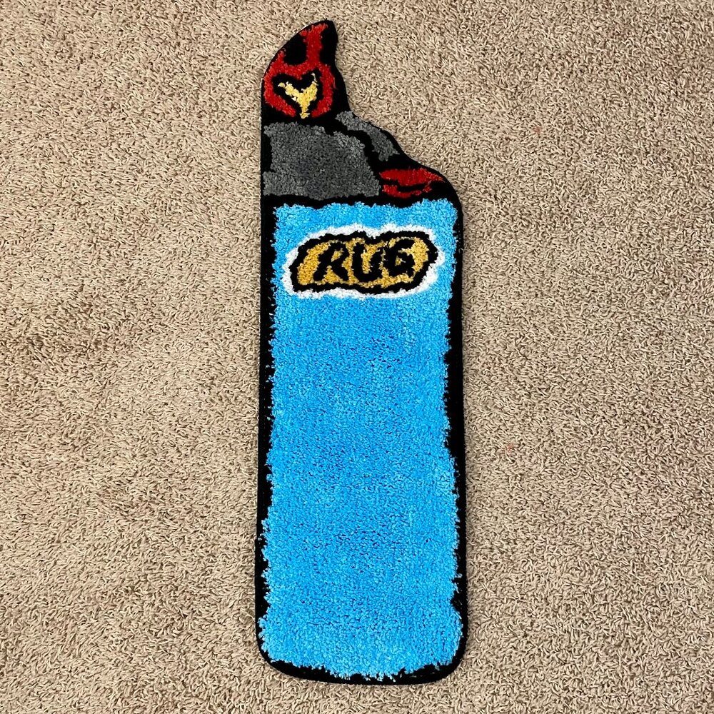 Beautiful Blue Lighter Shaped Rug!  Fun and Cute, "Lights Up" Any Room!  NWT